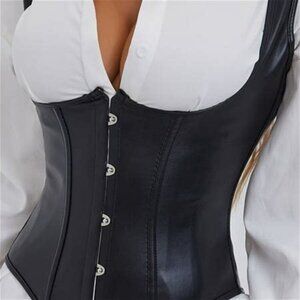 Renaissance Gothic Pirate Faux Leather Corset Vest Muka NWT Small